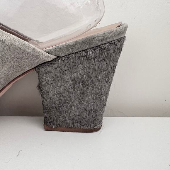 Anthropologie Charlotte Stone Morely Grey Suede Mules Heel 9 - Picture 4 of 9